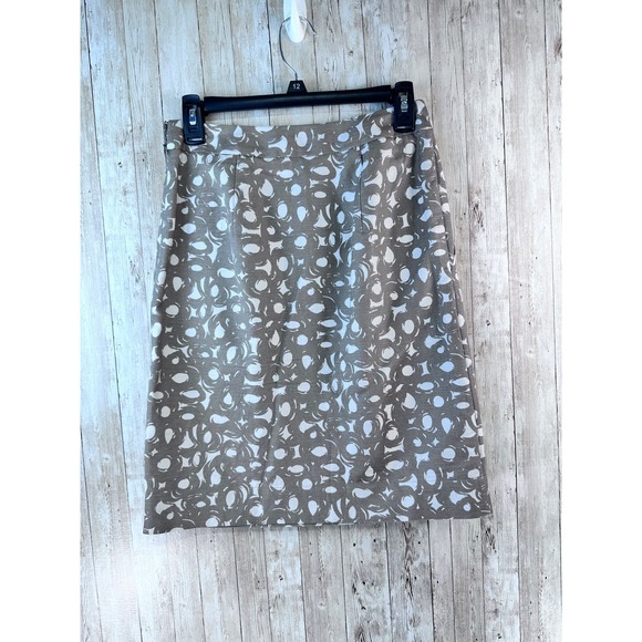Boden Womens Skirt‎ Sz 4 Regular Taupe Ivory  Linen Blend Pleated A Line Pockets - Picture 1 of 9